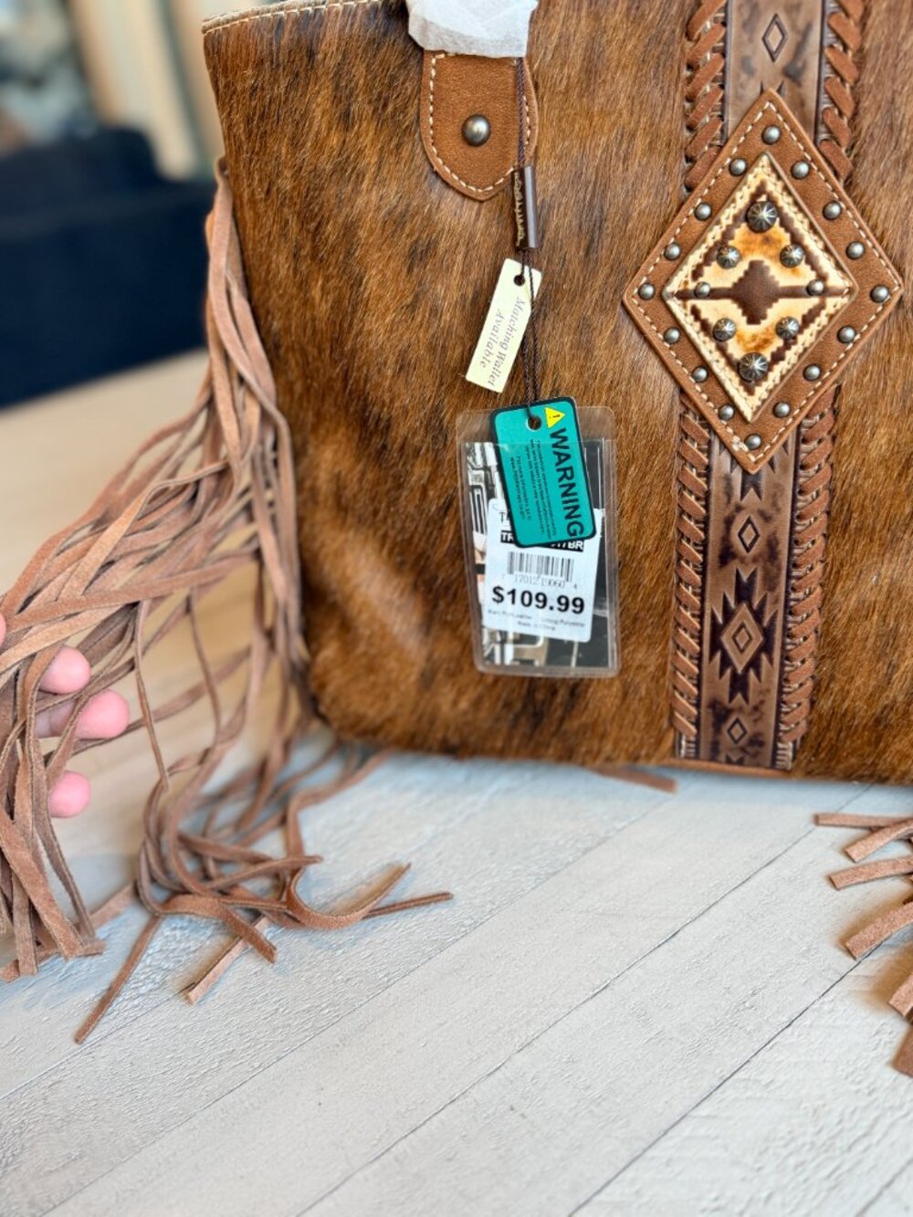 Trinity Ranch Hair On Cowhide Concealed Carry Tote - Brown - Picture 3 of 6